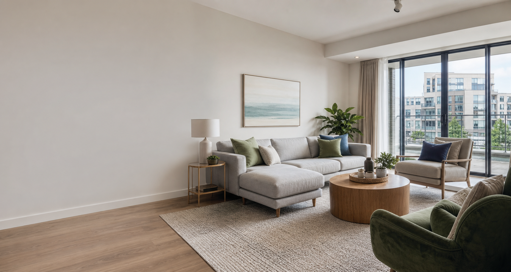 Premium apartment living room with natural light
